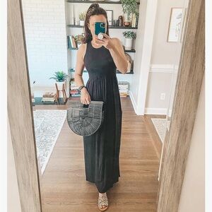 Amazon Black Maxi Dress Racerback with pockets S